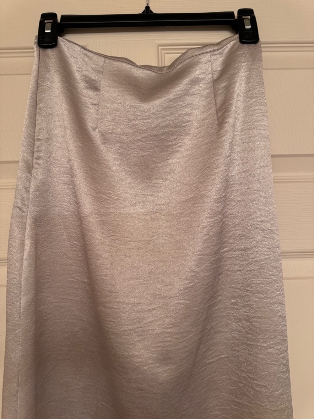 Zara Silver Satin A-Line Midi Skirt - Picture 6 of 11